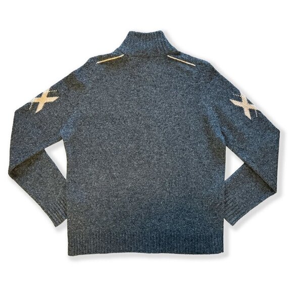 Vintage 90s Mexx Lamb Wool Blend Knit Grey Zip-Up Sweater with Nordic Pattern - Picture 3 of 7